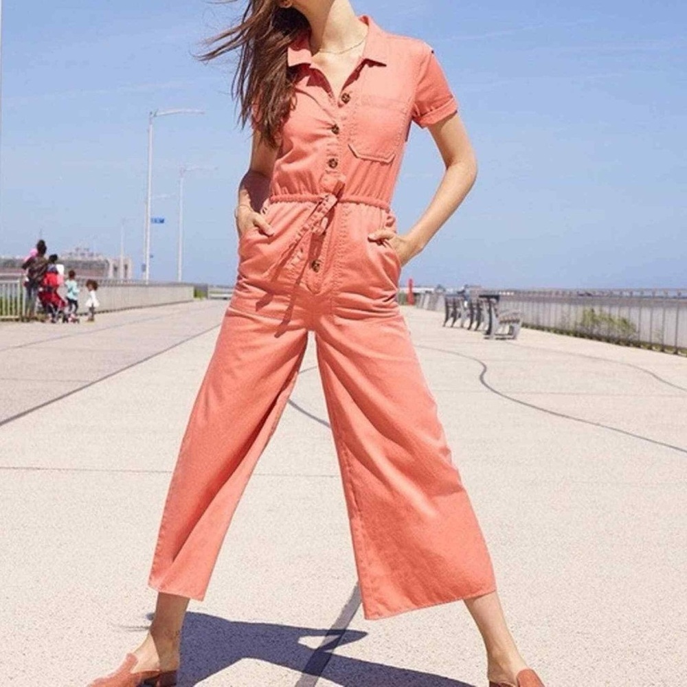 ☾ Madewell Wide-Leg Utility Jumpsuit Romper in Dried Coral - Picture 9 of 9